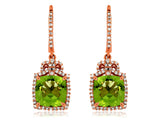14K Rose Gold Peridot & Diamond Earrings by RJM