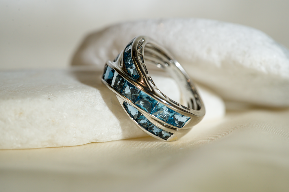 Criss Cross Blue Topaz Ring by Bellarri