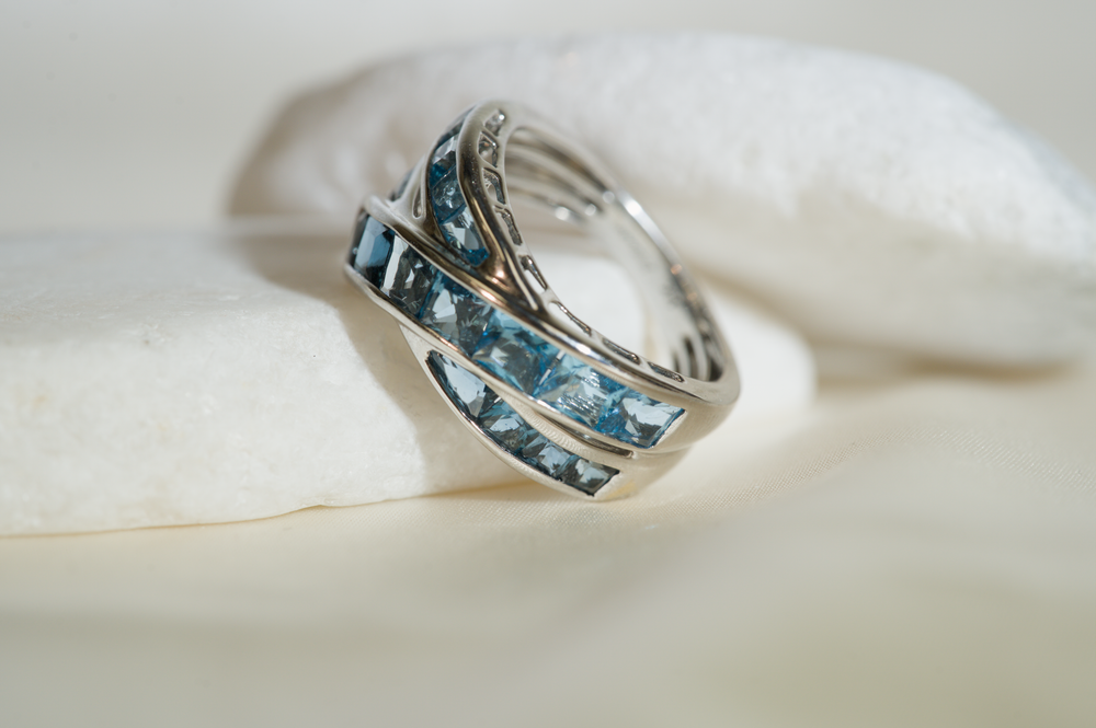 Criss Cross Blue Topaz Ring by Bellarri