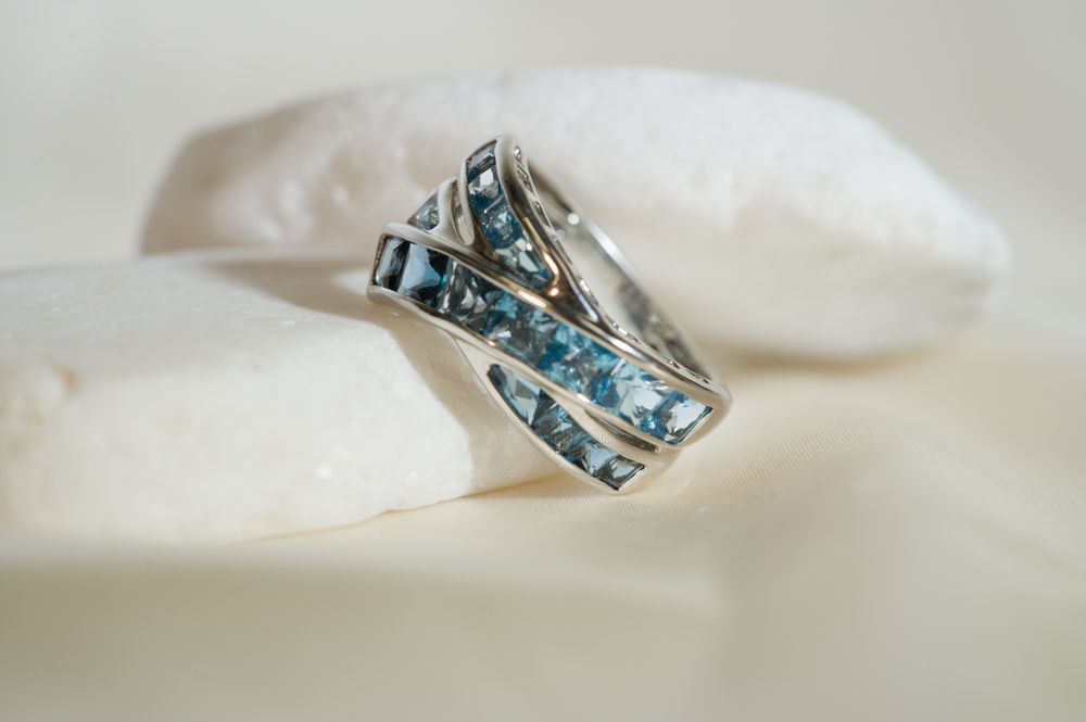 Criss Cross Blue Topaz Ring by Bellarri