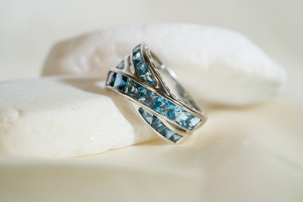 Criss Cross Blue Topaz Ring by Bellarri