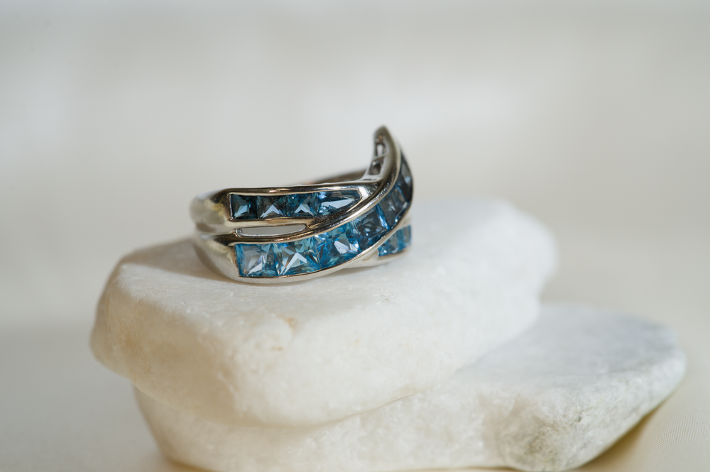 Criss Cross Blue Topaz Ring by Bellarri