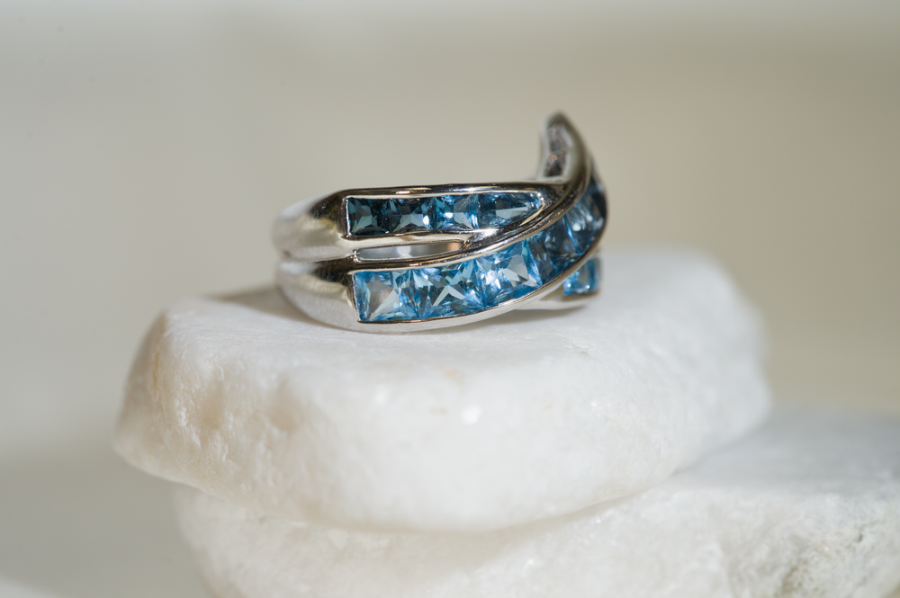 Criss Cross Blue Topaz Ring by Bellarri