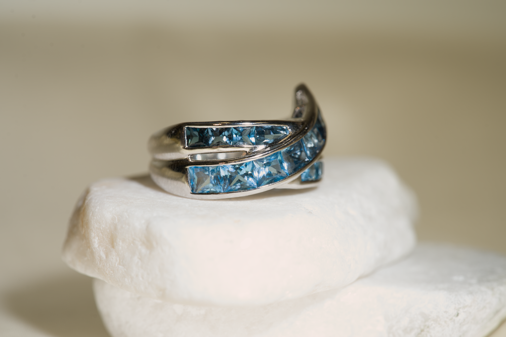 Criss Cross Blue Topaz Ring by Bellarri