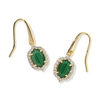 Daphne Crystal Frame Gold Plated Green Malachite Drop Earrings by Kendra Scott