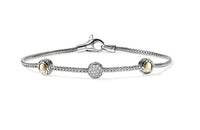 JH Essentials 14K Gold & Silver 0.24cttw Diamond Pave Station Bracelet Chain Bracelet Sz M by John Hardy