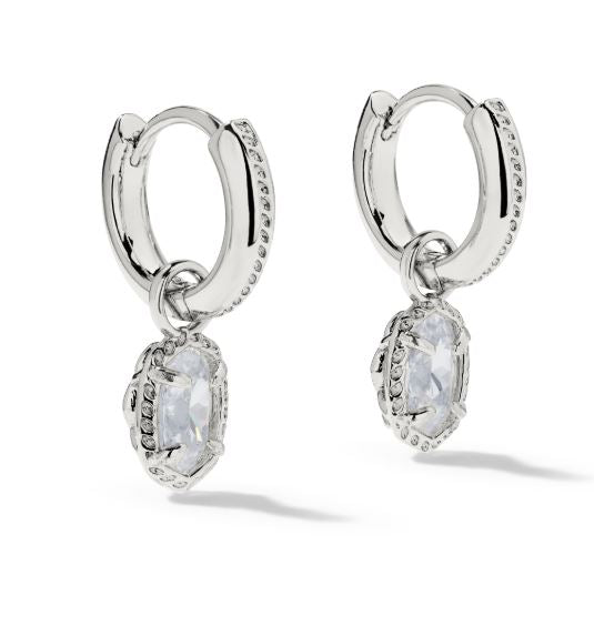 Mini Ellie Luxe Silver White CZ Huggie Earrings