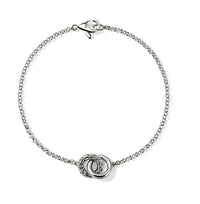 JH Essentials Silver Interlinking Bracelet on 2mm Rolo Chain by John Hardy Sz M