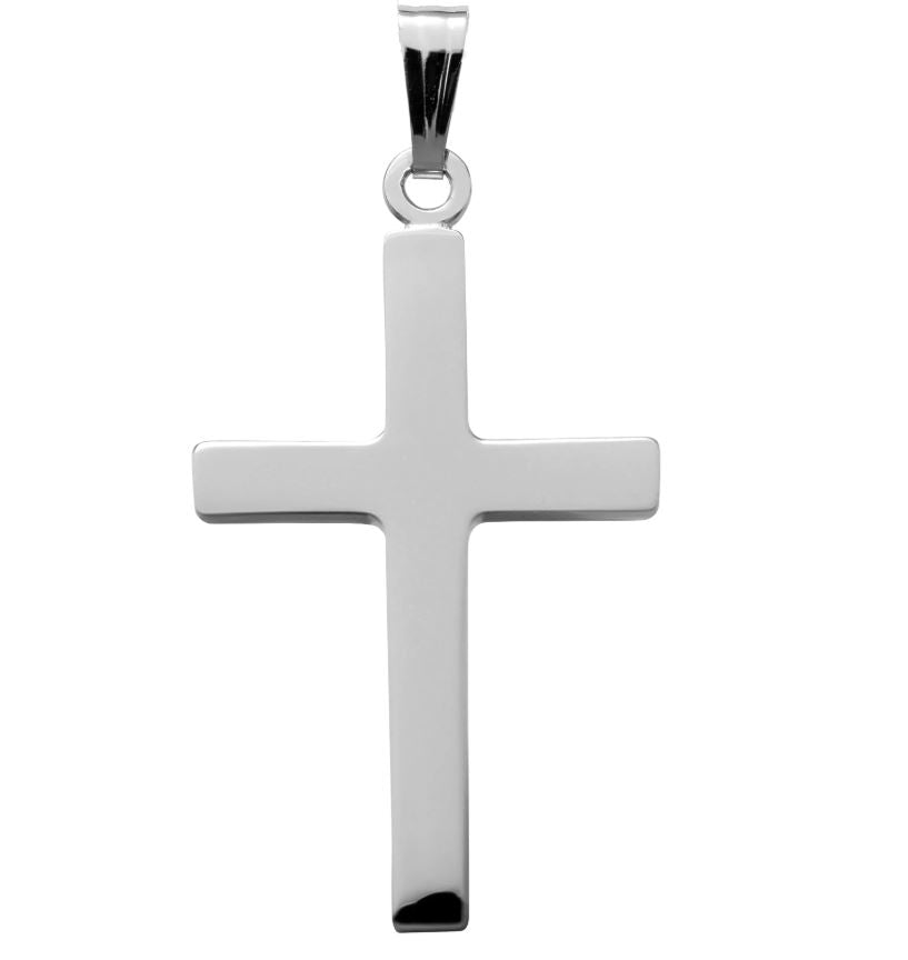 Adult Sterling Silver 15x23mm Cross on Rolo Chain 18"