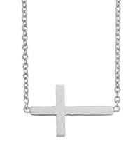 Adult Sterling Silver 12x17mm Sideways Cross Necklace