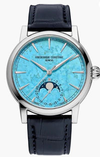 Men's Manufacture Classic Moonphase Date Automatic Watch with Turquoise Face by Frederique Constant