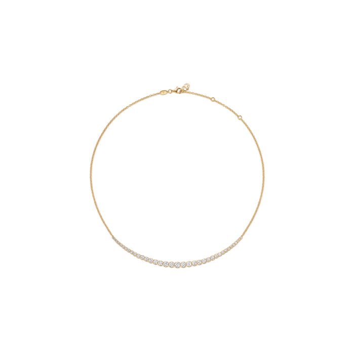 18K Yellow Gold 2.90cttw VS G-H Diamond Gradual Half Line Necklace by Hearts on Fire