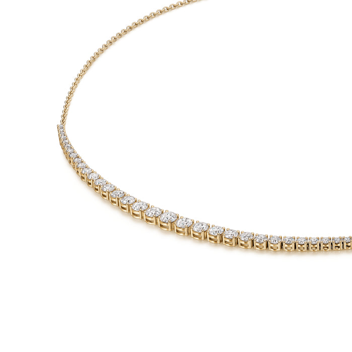 18K Yellow Gold 2.90cttw VS G-H Diamond Gradual Half Line Necklace by Hearts on Fire