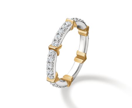 18K White & Yellow Gold Copley Eternity Pave 0.88cttw VS G-H Diamond Ring by Hearts on Fire