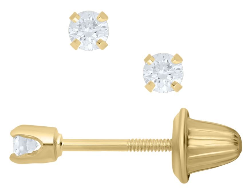 14K Yellow Gold Kiddie Kraft 0.10cttw SI H Diamond Stud Earrings