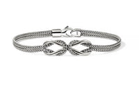 Love Knot Inifinite Silver Station 3.6mm Double Row Bracelet Sz M by John Hardy