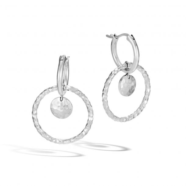 Essentials Dot Hammered Silver Interlink Drop Earrings by John Hardy