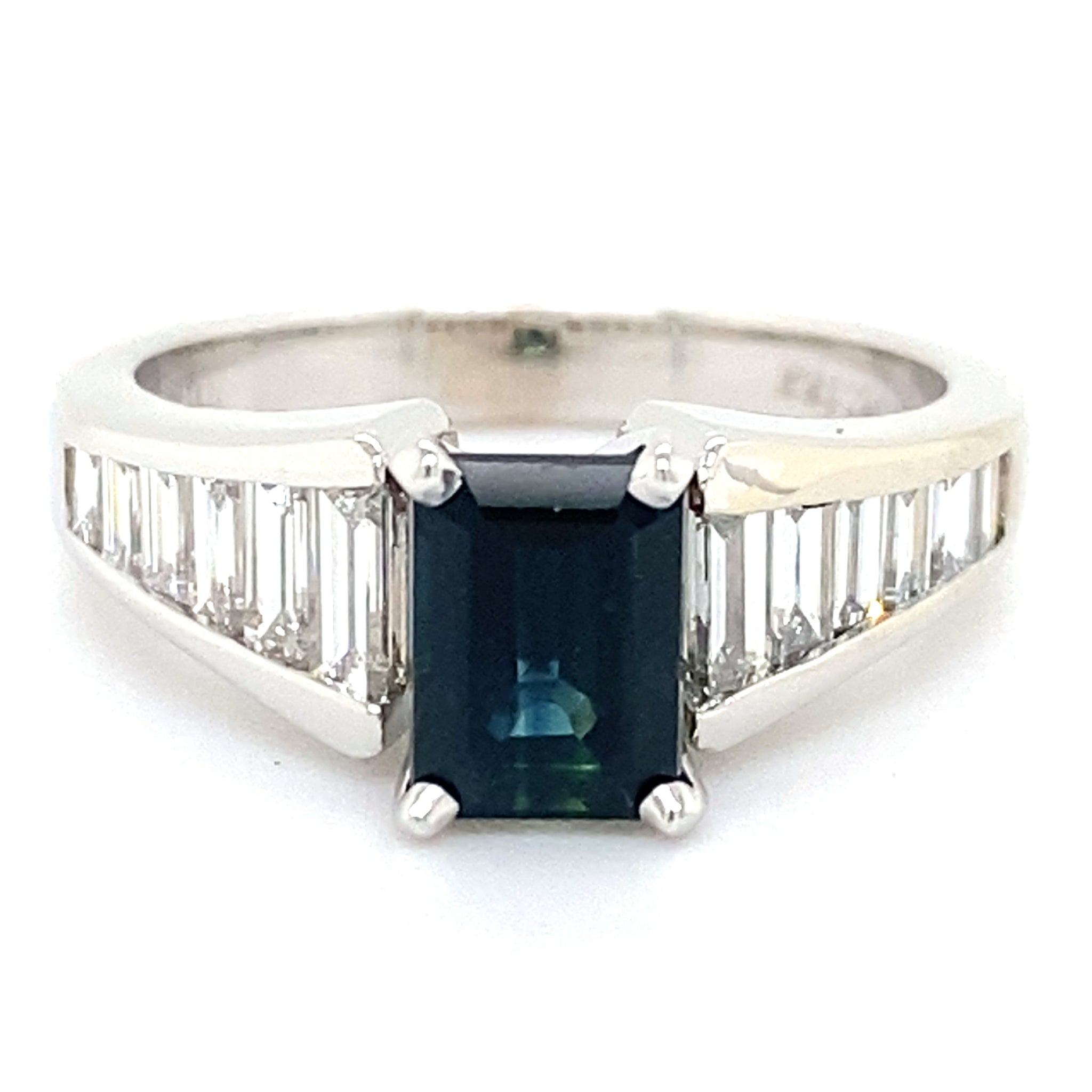 Estate Blue Sapphire & Baguette Diamond Ring