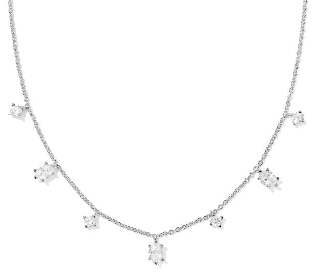 Cailin Silver White CZ Delicate Strand Necklace by Kendra Scott