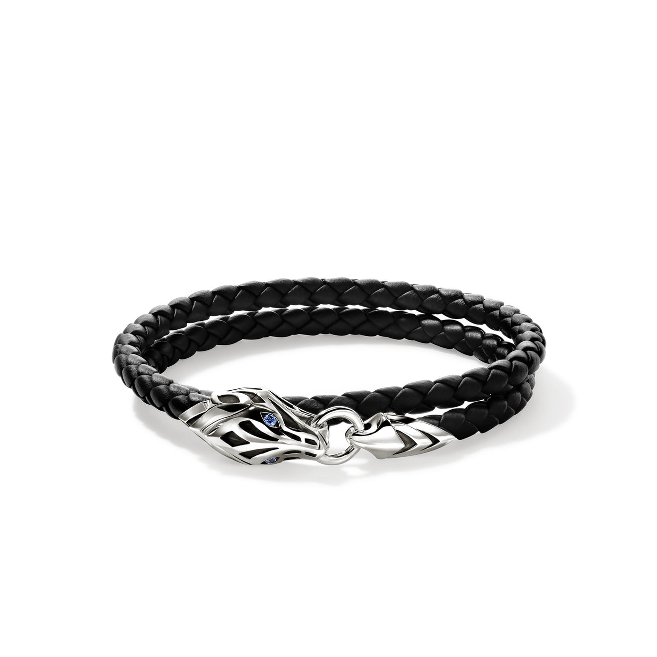 Naga Silver Woven Black Leather Bracelet by John Hardy