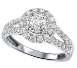 Round Diamond Engagement Ring with Halo and Split Band