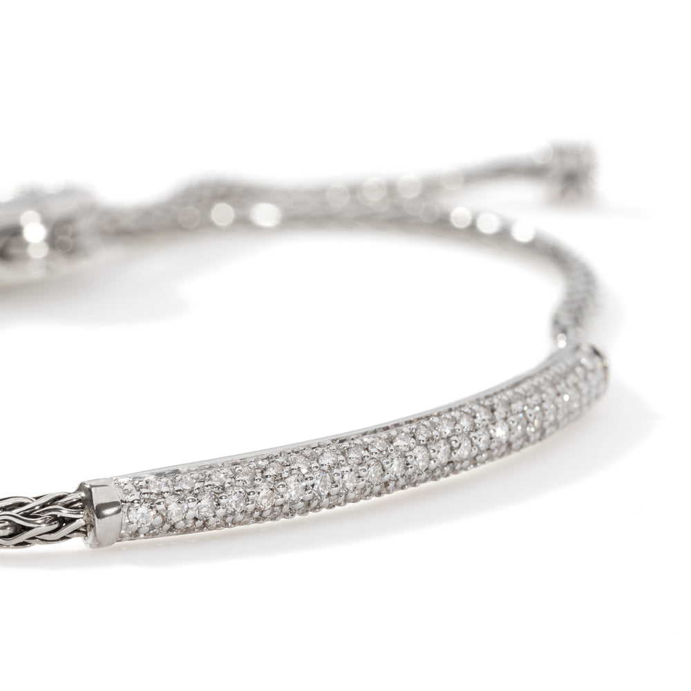 Essentials Silver 0.54cttw Diamond Pave Mini Chain Pull Through Bracelet M-L by John Hardy