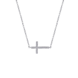 Small Sideways Cross Pendant by Lafonn