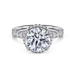 Talisa - 14K White Gold Round Hidden Halo Diamond Engagement Ring