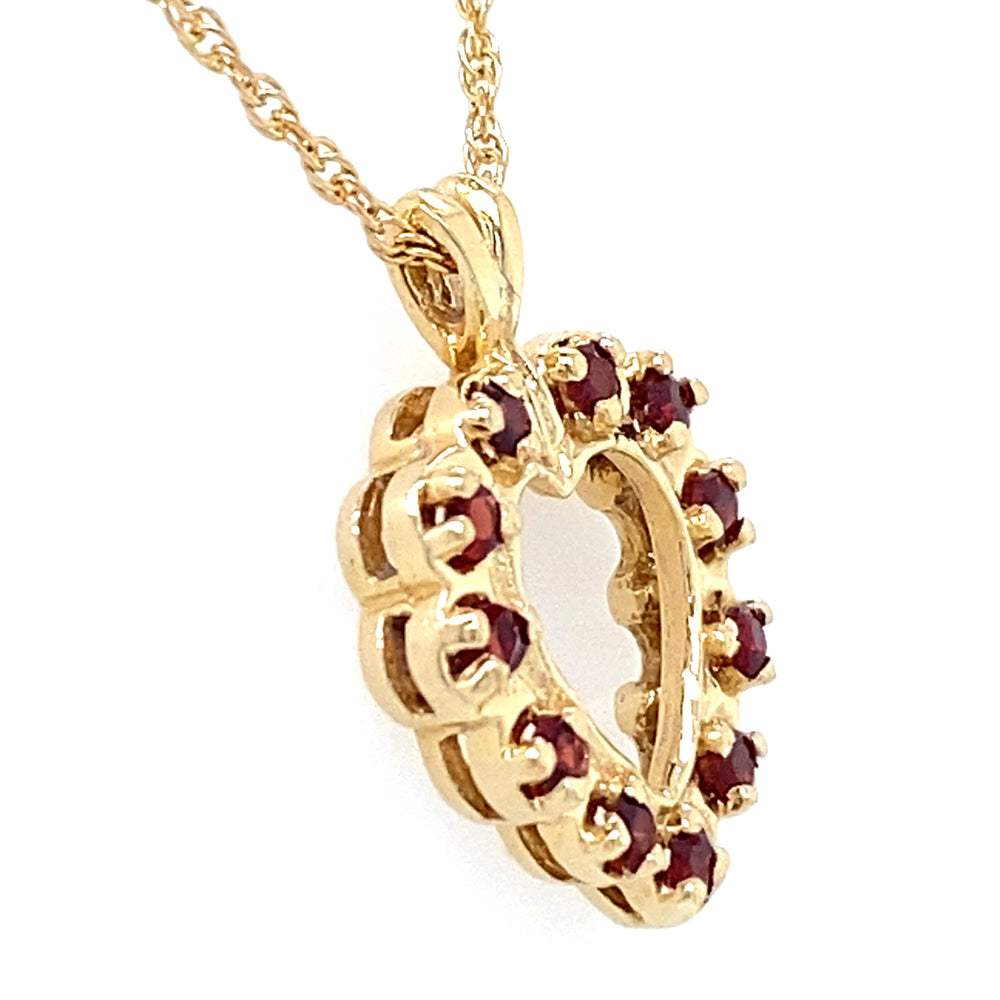 Estate Garnet Heart Necklace