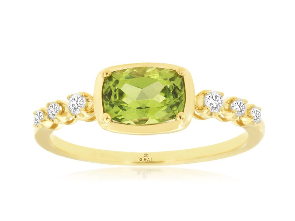 14K Yellow Gold Peridot & Diamond Ring by RJM