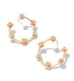 Deliah Yellow Gold Plated Pink Mix Open Frame Earrings by Kendra Scott