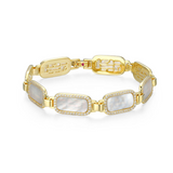 Yellow Gold Plated Sterling Silver White Mother of Perl Bracelet