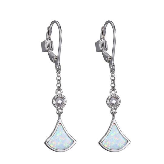 Sterling Silver Opal Drop Earrings by ELLE