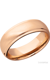 7 mm wide Domed Stepped Down Edges 14K Rose Gold band.