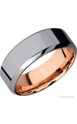8 mm wide High Bevel Tantalum band featuring a 14K Rose Gold sleeve.