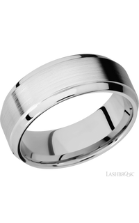 8 mm wide Stepped Bevel 14K White Gold band.