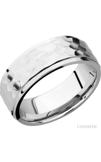 8 mm wide Flat Grooved Edges 14K White Gold band.