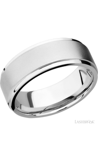 8 mm wide Flat Grooved Edges 14K White Gold band.