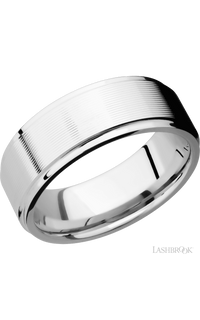 8 mm wide Flat Grooved Edges 14K White Gold band.