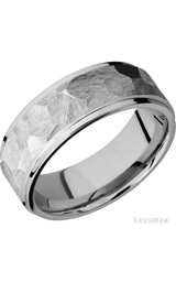 8 mm wide Flat Grooved Edges 14K White Gold band.