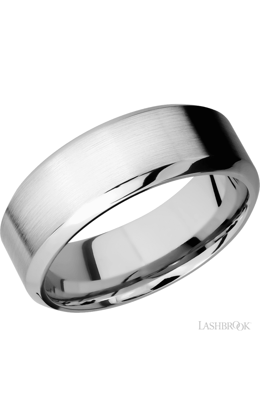 8 mm wide High Bevel 14K White Gold band.