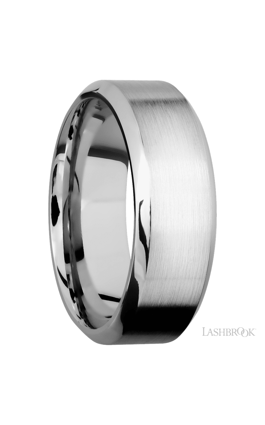 8 mm wide High Bevel 14K White Gold band.