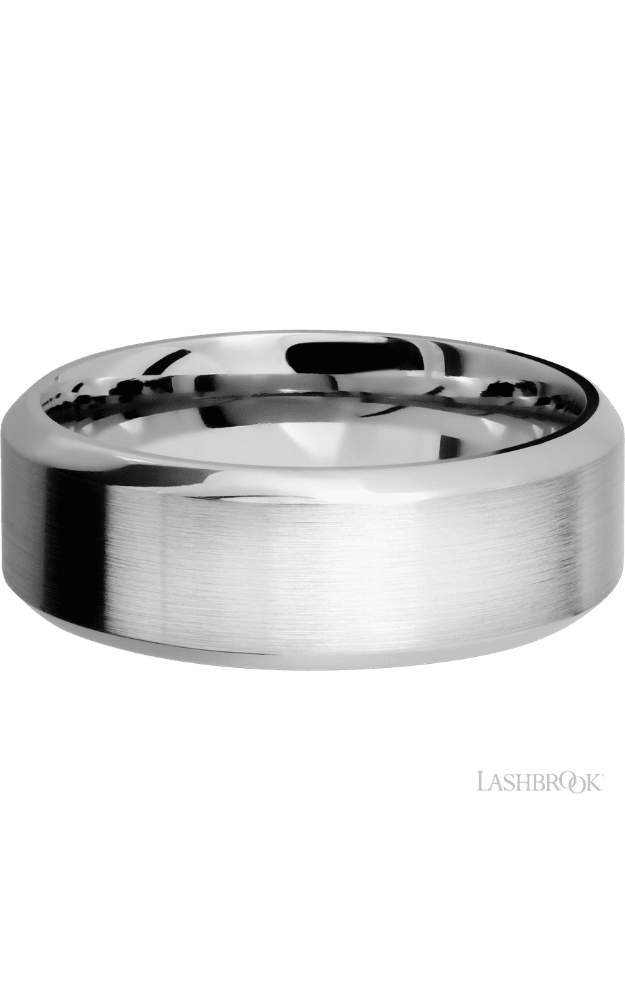 8 mm wide High Bevel 14K White Gold band.