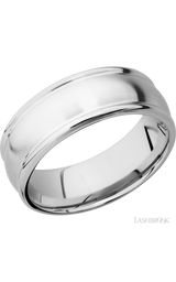8 mm wide Domed Rounded Edges 14K White Gold band.