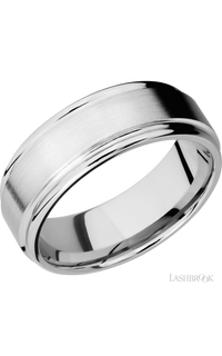 8 mm wide Flat Rounded Edges 14K White Gold band.