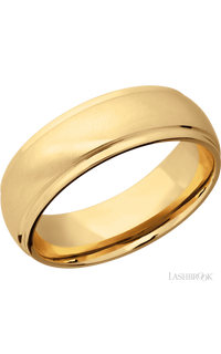 7 mm wide Domed Stepped Down Edges 14K Yellow Gold band.