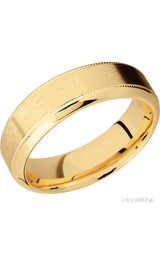 7 mm wide High Bevel Milgrain 14K Yellow Gold band.