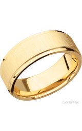 8 mm wide Flat Grooved Edges 14K Yellow Gold band.