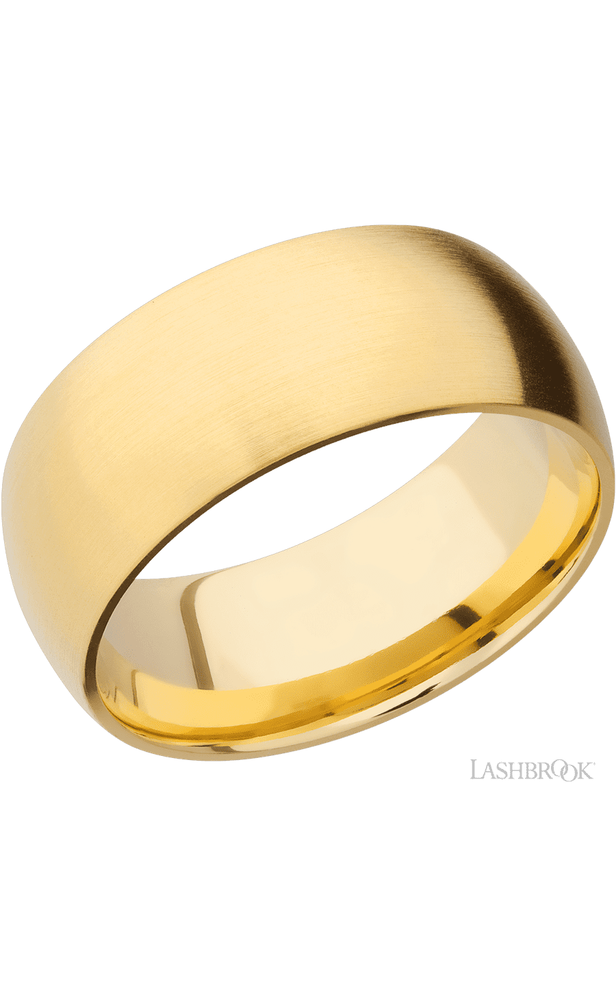 9 mm wide Domed 14K Yellow Gold band.