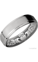 6 mm wide Flat Grooved Edges Titanium band.